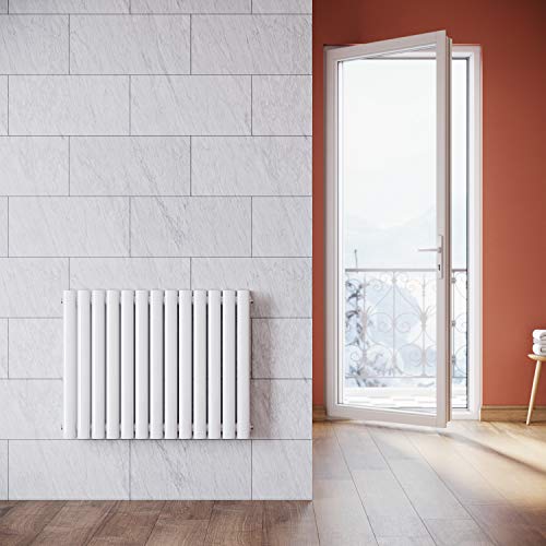 ELEGANT Design Paneelheizkörper Röhren 600x767mm Weiß Doppellagig Badezimmer/Wohnraum Horizontal Heizkörper Seitenanschluss Badheizkörper Radiator von ELEGANT