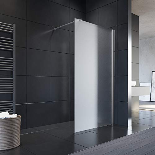 ELEGANT Walk-In Dusche 120x200 cm mit Stabilisator aus 8 mm Vollsatiniert Glas inkl. Nanobeschichtung von ELEGANT