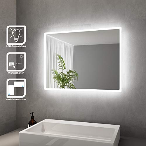 ELEGANT Badspiegel mit LED-Beleuchtung Energiesparend LED Badezimmerspiegel 80 x 60 cm kaltweiß IP44 Badezimmer Wandspiegel Bad Spiegel ELEGANT Badspiegel mit LED-Beleuchtung Energiesparend LED Badezimmerspiegel 80 x 60 cm kaltweiß IP44 Badezimmer Wandspiegel Bad Spiegel von ELEGANT