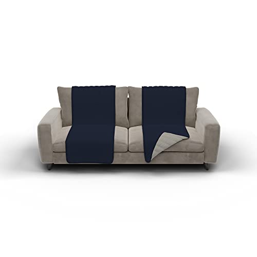 Elegant Italian Bed Linen Doubleface Couchüberzüge Dunkel blau/Hell grau, 100% Mikrofaser, 60x190cm von Italian Bed Linen