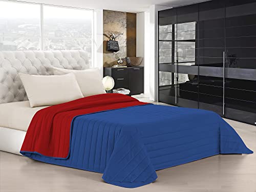 Italian Bed Linen Q-EL-1P Elegant Sommer Steppdecke royal blau/rot, 100% Mikrofaser, 170x270cm von Italian Bed Linen