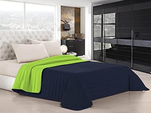 Italian Bed Linen Q-EL-1P Elegant Sommer Steppdecke apfelgrün/dunkel blau, 100% Mikrofaser, 170x270cm von Italian Bed Linen