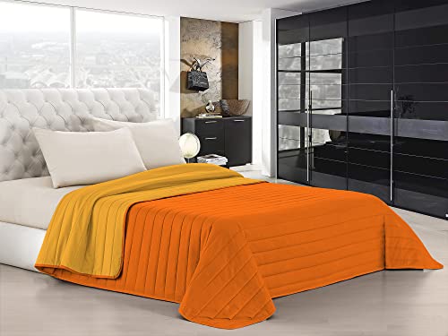 Italian Bed Linen Q-EL-1P Elegant Sommer Steppdecke orange/gelb, 100% Mikrofaser, 170x270cm von Italian Bed Linen