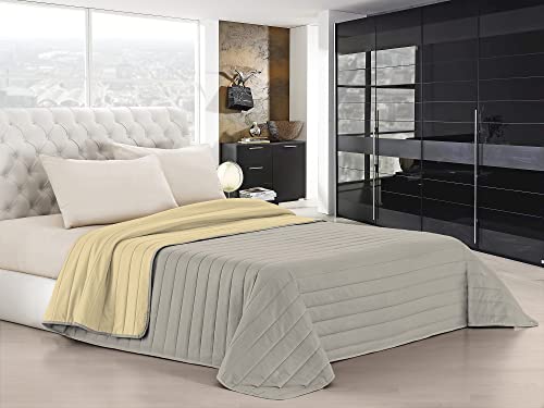 Italian Bed Linen Elegant Sommer Steppdecke creme/hell grau, 100% Mikrofaser, 260x270cm von Italian Bed Linen