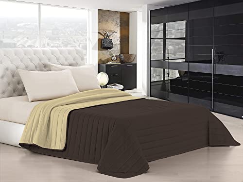 Italian Bed Linen Elegant Sommer Steppdecke braun/creme, 100% Mikrofaser, 220x270cm von Italian Bed Linen