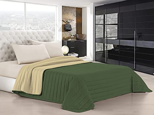Italian Bed Linen Elegant Sommer Steppdecke dunkel grün/creme, 100% Mikrofaser, 220x270cm von Italian Bed Linen