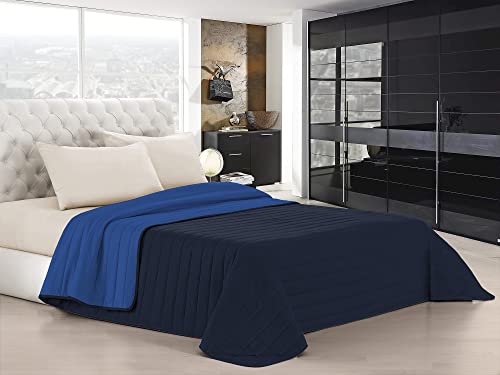 Italian Bed Linen Elegant Sommer Steppdecke royal dunkel blau, 100% Mikrofaser, 260x270cm von Italian Bed Linen