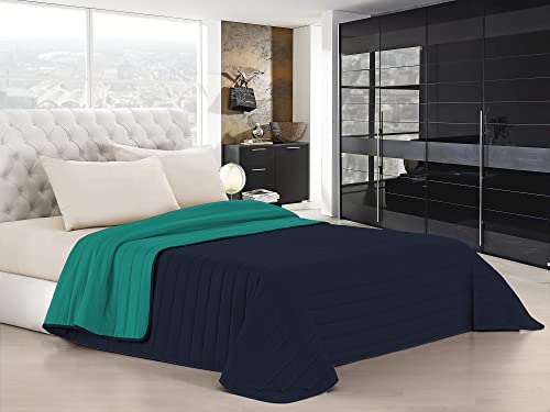 Italian Bed Linen Elegant Sommer Steppdecke wasser/dunkel blau, 100% Mikrofaser, 220x270cm von Italian Bed Linen