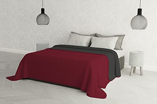Elegant Steppdecke 2 Sitzer 260 x 270 cm Grigio/Bordeaux von Italian Bed Linen