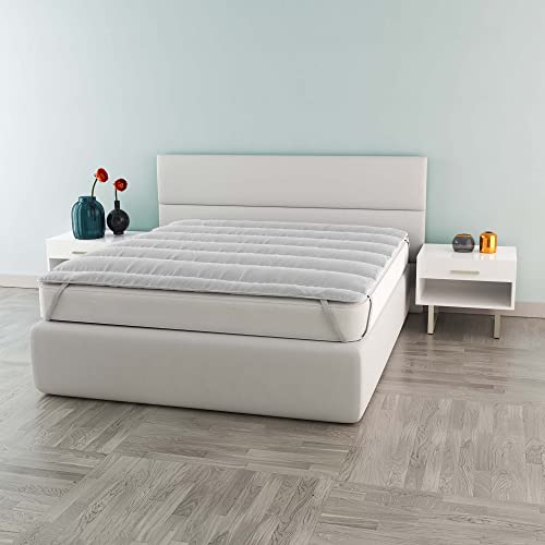 Italian Bed Linen Bamboo Gesteppte Angströhre mit Gummiringen,160x195cm,weiß, Leinen, 160 x 195 cm von Italian Bed Linen
