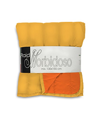 Italian Bed Linen Elegantes doppelseitiges Plaid, orange/gelb, 130x155cm von Italian Bed Linen
