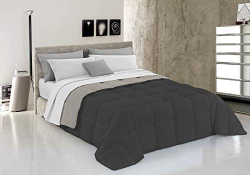Italian Bed Linen Wintersteppdecke Elegant, Mikrofaser, Hellgrau/Dunkelgrau, 170x260cm von MB HOME ITALY
