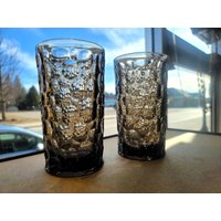 Vintage Fostoria Kristall Kieselstein Strand Rauch/Schwarze Perle Muster Wasserglas Becher von ElegantBuyDesigns