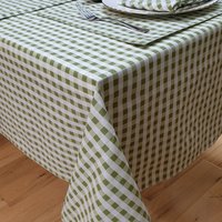 Gingham Salbei Tischdecke, Traditionelles Picknick Karo Grün Weiß, Läufer Servietten Tischsets von ElegantHomeOnline