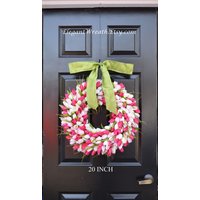 Benutzerdefinierte Tulpen-Frühlingskranz Für Tür Multi Color Osterkranz Bauernhaus-Tulpen-Kränze Farben - Der Ursprüngliche Tulpenkranz von ElegantWreath