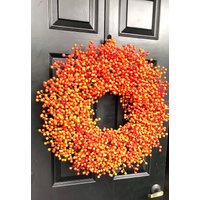 Bestseller Herbst Kranz Orange Wetterfest Beere Halloween Kranz, Herbst, Dekor, Dekoration, Wetterfest Beeren von ElegantWreath