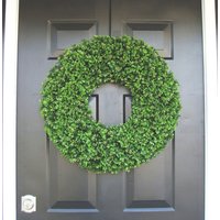 Buchsbaum Sommerkranz, Ganzjähriger Kranz, Haustür Dekor, Outdoor Boxwood Raum Wand Dekor, Xl 24 Inch von ElegantWreath