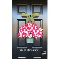 Frühling Muttertag Tulpenkranz, Tulpen Tür Eimer Frühlingskranz, Tulpenkranz Geschenk Für Mama Kranz Custom Size von ElegantWreath
