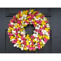 Frühlingskranz, Muttertagskranz, Wanddekor, Benutzerdefinierte Farben, Frühlingsdekoration Der Original-Tulpenkranz von ElegantWreath
