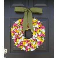 Frühlingskranz - Tulpen-Kranz - Türkranz - Etsy-Kranz von ElegantWreath
