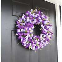 Lavendel Tulpe Frühlingskranz - Kranz Für Den Frühling - Muttertagskranz - Frühlings Dekor - Lavendelkranz - Osterkranz Muttertagsgeschenk von ElegantWreath