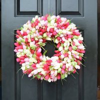 Meistverkauft Benutzerdefinierte Tulpe Frühling Außenkranz Kranz Für Oder Sommer Haustürkranz Frühlingsdekor Osterdekoration Farben von ElegantWreath