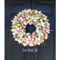 Original Ostern Frühlingskranz - Türkranz - Osterkranz - Tulpenkranz - Größen 40-66 cm, Individuelle Farben - Der Original Tulpenkranz von ElegantWreath
