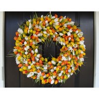 Spring Decor-Muttertagskranz-Osterkranz-Frühlingskranz-24-Zoll-Extra Großer Kranz, Orange Twist von ElegantWreath