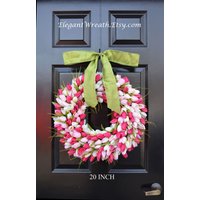 Tulpen Frühlingskranz - Frühlingsdekor - Geschenk Für Sie - Muttertagsgeschenk - Ostern Kranz - Outdoor Sackleinen Kranz von ElegantWreath
