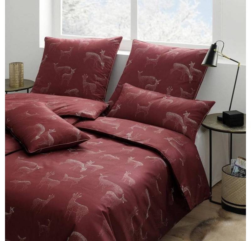 Elegante Bettwäsche Mako Satin Bettwäsche Glitter Rubinrot 135 x 200 cm, Mako Satin, 2 teilig von Elegante