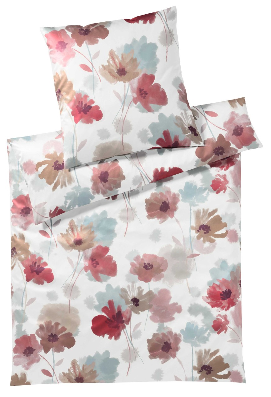 YES Mako-Satin Bettwäsche Poppy red Blumen 155x220 cm 1468-1 von Elegante