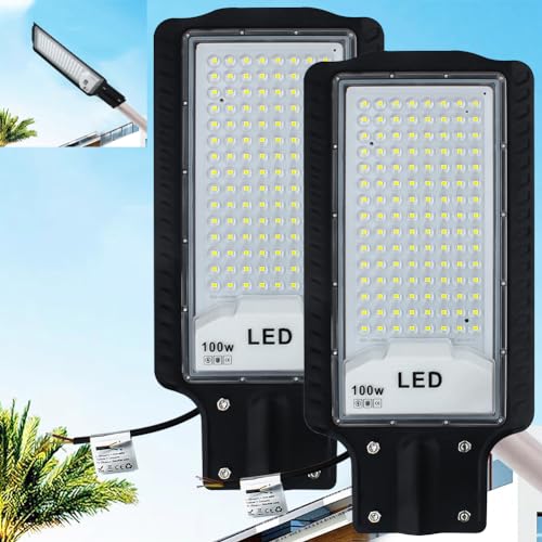 2pcs 100W LED Straßenlaterne 6500K Superhell Strassenlampe,IP66 Aussenleuchte Mastleuchte Lampe Sicherheits Wand Licht Strassenlaterne für Straßen Einfahrten Spielplätze Parkplätze von Eleganted