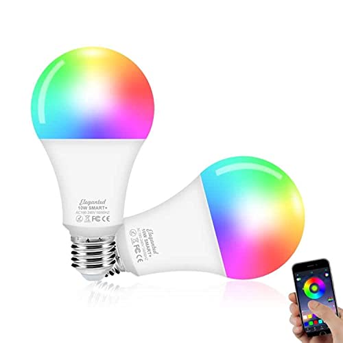 Alexa Glühbirnen E27 Smart LED Lampe,10W WiFi Farbwechsel LED RGB Bulb 16 Millionen Farben,App Steuern Dimmbare Birne Lampe Warmweiß (2700K) Kaltweiß (6500K)，2PCS von Eleganted