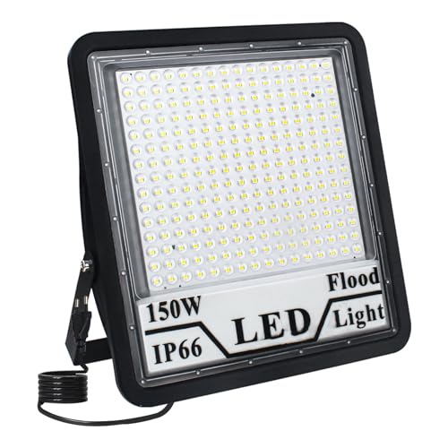 LED Strahler Flutlichter 150W Superhell Strahler Außen 6500K Flutlichtstrahler IP66 Wasserfest Außenstrahler für Sportplatz Rasenflächen von Eleganted