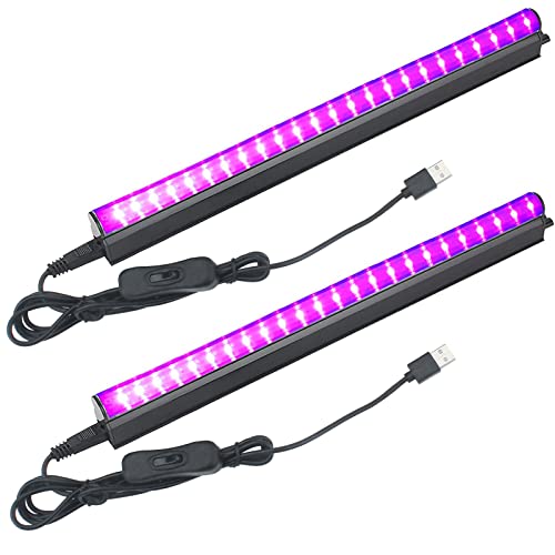 Eleganted Schwarzlicht Röhre 2pcs 5W USB UV LED Schwarzlicht Lamp 395nm Black Light Bar Lichteffekt Partylicht Bühnenbeleuchtung mit Schalter für Halloween Club Party Disco von Eleganted