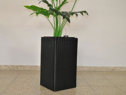 Elegant Einrichten Blumenkübel, Übertopf Polyrattan Säule 30x30x55cm schwarz. von Elegant Einrichten