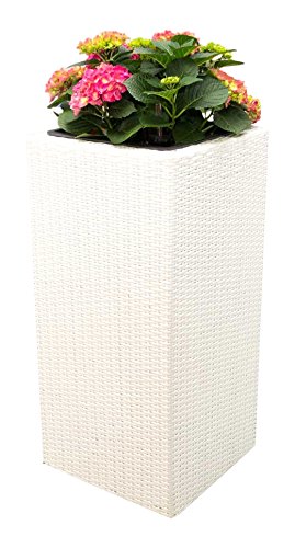 Elegant Einrichten Blumenkübel, Übertopf Polyrattan Säule 30x30x80cm weiß. von Elegant Einrichten