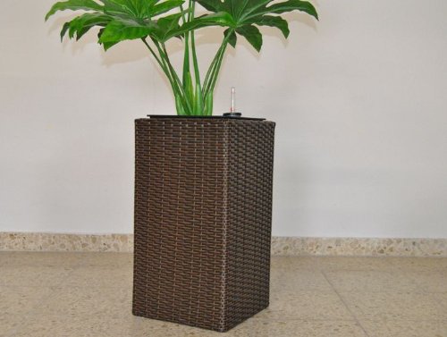 Elegant Einrichten Blumenkübel, Übertopf Polyrattan Säule 40x40x84cm braun. von Elegant Einrichten