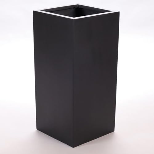 Pflanzkübel, Blumenkübel Fiberglas Säule 30x30x80cm elegant schwarz matt. von Elegant Einrichten