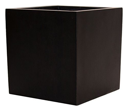 Pflanzkübel, Blumenkübel Fiberglas quadratisch 60x60x60cm elegant schwarz-matt. von Elegant Einrichten