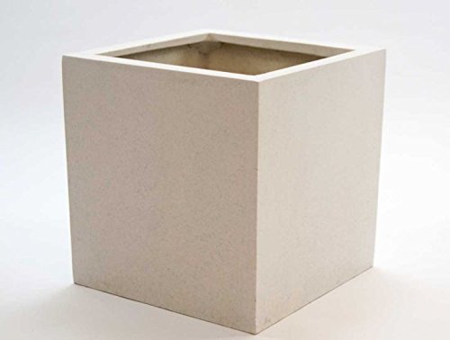 Elegant Einrichten Pflanzkübel, Blumenkübel Fiberglas quadratisch 60x60x60cm Perlmutt weiß. von Elegant Einrichten