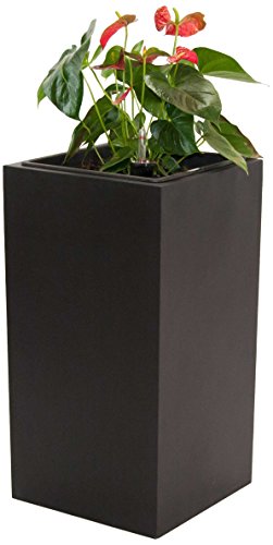 Blumenkübel Fiberglas säule 30x30x60cm elegant schwarz-matt von Elegant Einrichten