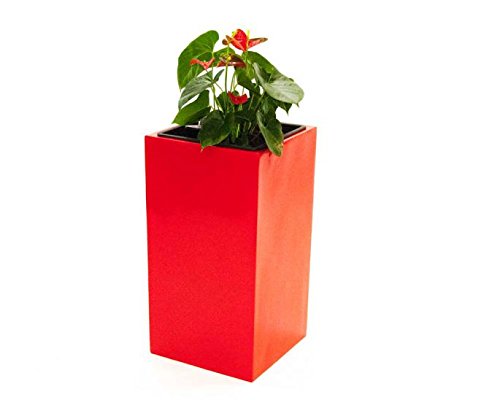 Elegant Einrichten Blumenkübel Fiberglas säule 30x30x60cm Hochglanz rot von Elegant Einrichten