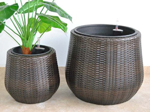 Elegant Einrichten Pflanzkübel Polyrattan D52xH44cm Coffee braun. von Elegant Einrichten