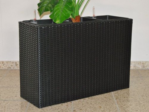 Elegant Einrichten Pflanztrog, Blumentrog Polyrattan 82x30x50cm schwarz. von Elegant Einrichten