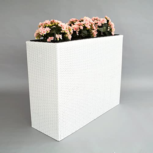 Elegant Einrichten XXXL Pflanztrog Polyrattan als Raumteiler 106x40x84cm weiß. von Elegant Einrichten