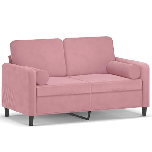 120 cm Rosa Samt 2-Sitzer-Sofa mit Zierkissen - Futon für Wohnzimmer & kleine Räume - Bequem & Stilvoll von Eleganz