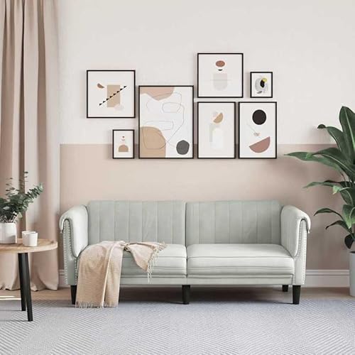 2-Sitzer Futon Sofa Hellgrau Samt - Modernes Wohnzimmer Sofa für kleine Räume, bequem und platzsparend - Perfekt für Wohnung, Studio oder Büro von Eleganz