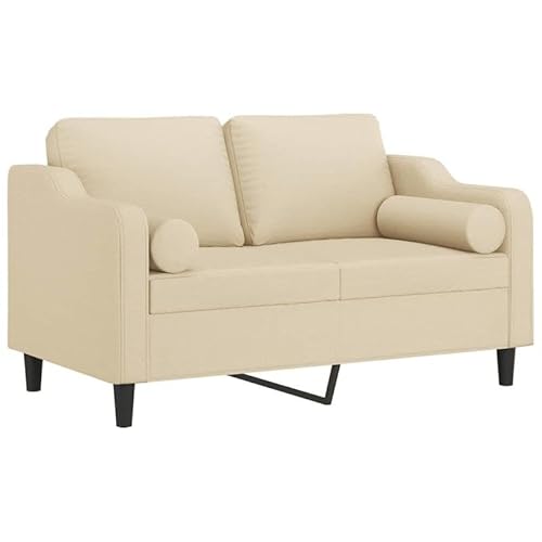 2-Sitzer-Sofa Futon mit Zierkissen Creme 120 cm Stoff | Kompakt & Bequem für Wohnzimmer & Kleine Räume | Stilvolles Design für Moderne Einrichtungen von Eleganz