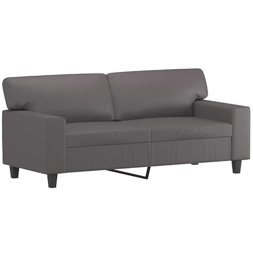 2-Sitzer Sofa Grau 140 cm Kunstleder Futon für Wohnzimmer & Schlafzimmer, modernes Design, einfach zu reinigen, platzsparend für kleine Räume von Eleganz